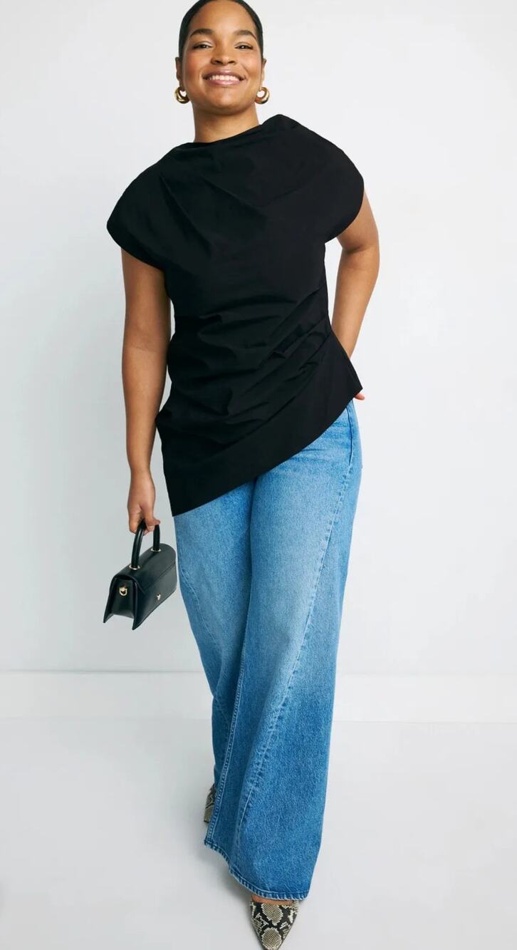Natori Asymmetric Taffeta Top Women Size 4